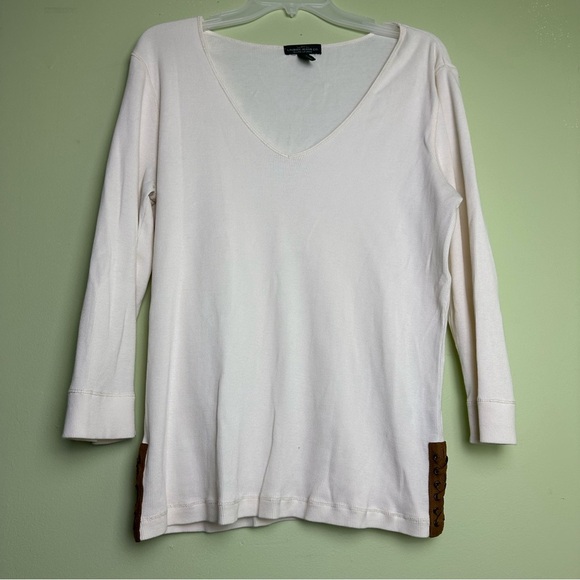 Lauren Ralph Lauren Tops - Ralph Lauren Jeans Co Womens Long Sleeve T-Shirt Brown Leather Accent Size XL